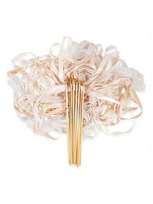 10/30/50PCS Champagne Color Three Layer Lace Ribbon Gold Bell Magic Fairy Wand Party Wand Ribbon Stick For Wedding Birthday Graduation Bachelorette Bridal Shower Room Decor Gift Supplies Must Haves - Champagne - View 6