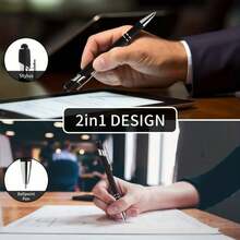 20 buah/Set Pulpen Ballpoint Aneka Warna dengan Stylus, Cocok untuk Layar Sentuh, Tinta Hitam Cepat Kering, Desain Bodi Pulpen Logam 2-in-1, Ujung Sedang (1.0mm), Menulis Halus, Dengan Klip - Ideal untuk Pelajar dan Penggunaan Kantor, Penting untuk Musim Kembali ke Sekolah - 20 buah - View 5