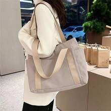 Unisex Casual Shoulder Bag, Large Capacity Handbag, Student Backpack, Solid Color Shoulder Bag, Gym Bag, Travel Bag, Suitable For School And Work - Pink - View 17