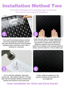 Black Pegboard Wall Organizer Kit With Hooks, Shelves And Storage Bins, Modular Wall Mount Hole Board Display Rack, Easy Install DIY Space Saving Storage For Desk Accessories Stationery Decor Gaming Bedroom Office Wall Decor - Black - View 11