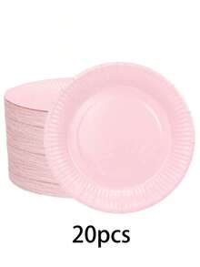 1 Piece/10 Pieces/20 Pieces/50 Pieces Light Pink Paper Plates, 6-Inch Pink Paper Cake Plates, 7-Inch Dessert Plates, 9-Inch Dinner Plates, Suitable For Snacks, Salads, Homemade Cooking, And Handicrafts, Also Suitable For Office, Camping, Indoor Use - Multicolor - View 8