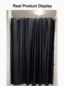 1PC Multi Size Black Solid PEVA Plastic Waterproof Moisture Proof Machine Washable Mildew Resistant Shower Curtain Bathroom Partition Liner Privacy Screen Home Decor Housewarming Gift Bathroom Accessories Must Haves - Black - View 7