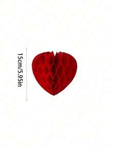 5個裝粉紅紅色愛心紙巾蜂巢球，情人節婚禮派對愛心蓬蓬球裝飾 - 彩色 - 查看 8