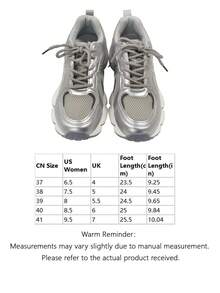 Comfortable Women'S Sports Shoes With Laces - Lightweight Casual Multi-Function, Rubber Sole Non-Slip, Suitable For All Seasons - Silver - View 3