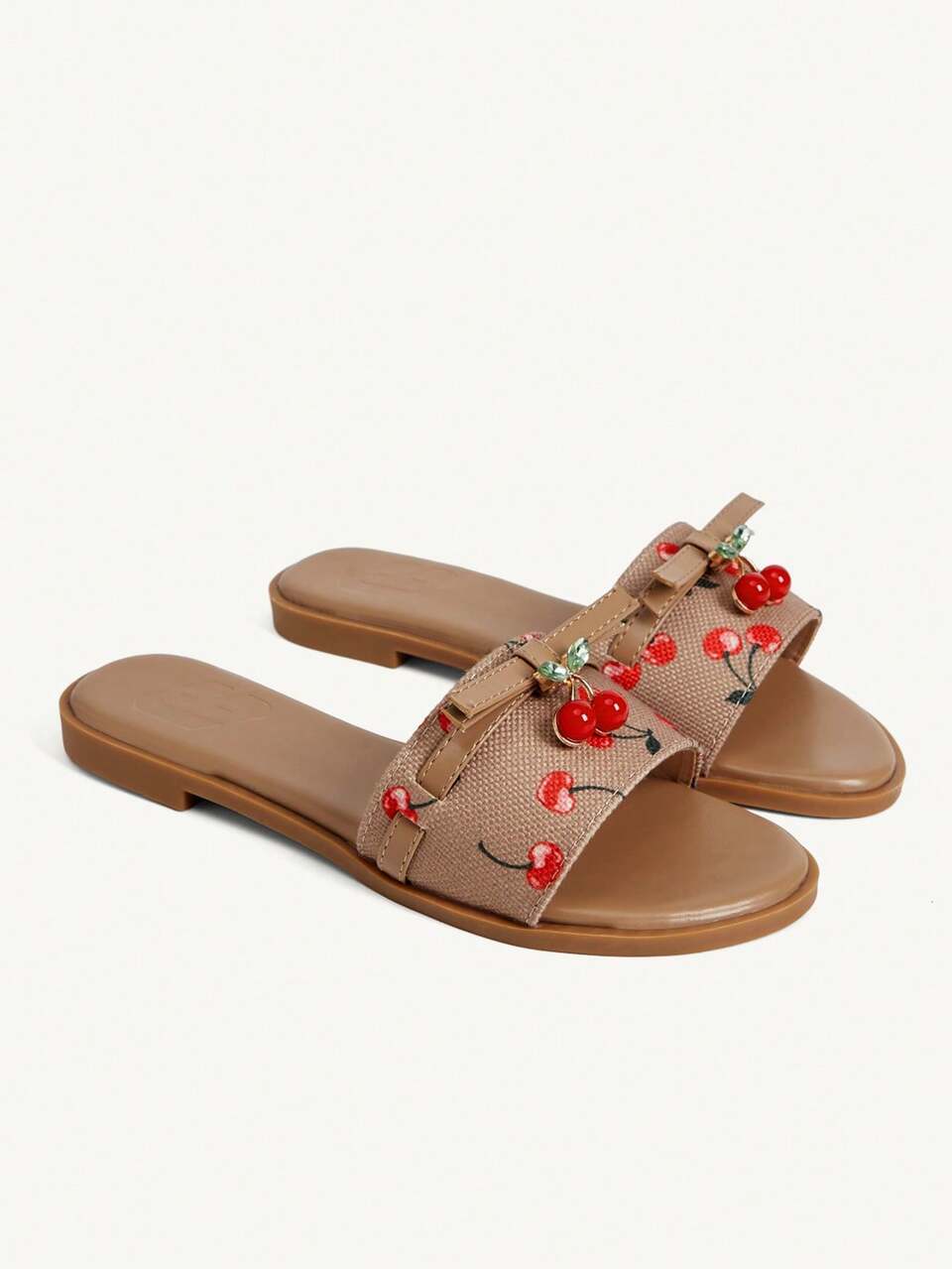 CUCCOO CHICEST Ladies Slouchy One Piece Cherry Buckle Khaki Flat Sandals