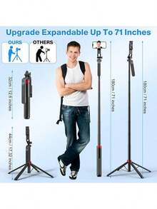Tripod Selfie Ponsel 4 Kaki yang Dapat Ditarik, Tripod Vlog Portabel dengan Penjepit Ponsel Multifungsi & Kontrol Jarak Jauh yang Dapat Diisi Ulang, Kompatibel dengan Ponsel Android, Alat Bantu Latihan Golf untuk Liburan di Luar Ruangan dan Siaran Langsung - Hitam - View 8