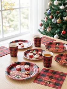 Muroi Mono 25/100 Pieces Of Disposable Party Supplies, Including Disposable Paper Plates, Napkins, Cups, Suitable For Dessert Service, Party Decorations, Various Events, And Gatherings, Including Christmas. - Style 4 - View 3