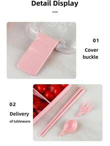 1 Set Bento Box Set, Bento Box Set, Adult Lunch Box With Separators, Utensils, Microwave And Dishwasher, Suitable For Lunch, - Multicolor - View 8