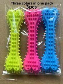 3pcs/1pc Dog Chew Toys (Suitable For Small Dogs), Bone-Shaped Dog Chew Toys For Teeth Cleaning, Rubber Toothbrush Stick Chew Toys For Training And Entertainment (Suitable For Small Dogs, Not Suitable For Large Dogs) - Multicolor - View 11