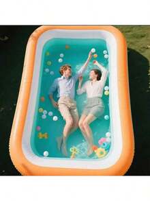 1 Piece Of Super Large Inflatable Swimming Pool, Thick-Walled Adult Swimming Pool, Family Backyard Swimming Pool, Suitable For Garden, Summer Water Park Family Pool, Portable Easy Swimming Pool - Orange Green - View 8