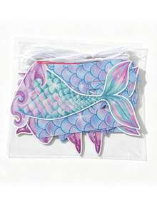 新款美人魚生日派對裝飾：夏季兒童周歲生日橫幅與裝飾 - 紫色 - 查看 4