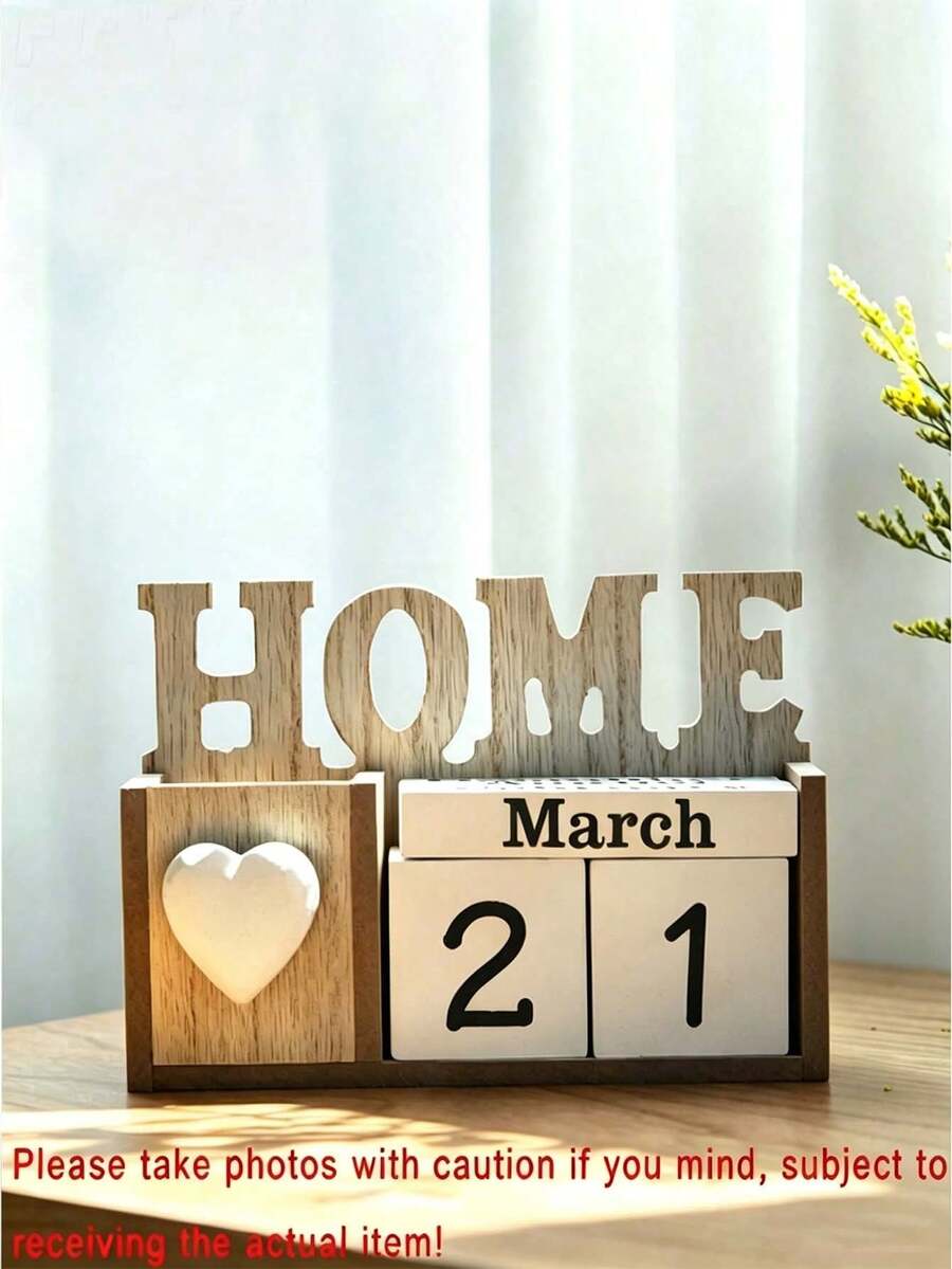 1 Piece Wooden Calendar Decoration Crafts Best Gift - multicolor - View 1