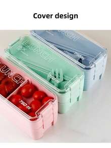 1 Set Bento Box Set, Bento Box Set, Adult Lunch Box With Separators, Utensils, Microwave And Dishwasher, Suitable For Lunch, - Multicolor - View 9
