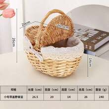 1 Piece Standard Size Natural Bamboo Picnic Basket, Handmade Woven Rustic Gift Basket With Cover And Portable Handles, Handwoven Rectangular Storage Basket For Outdoor Picnics, Parties, Barbecues, And Holiday Gifts - A - View 14