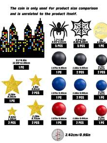 32Pcs Red Blue Spiderweb Birthday Cake Toppers, Acrylic Star Cake Decor With Party Supplies For Boy's Birthday Celebration - multicolor - View 4