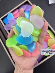 Glow In Dark Pebbles Flat Fluorescent Stones For Garden Aquarium Fish Tank Luminous Decorative Set Stacking Sensory - Multicolor - View 1