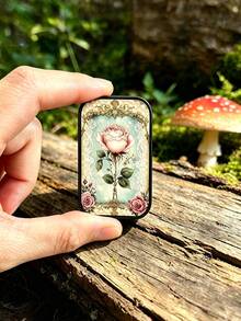 1PC Durable Retro Rose Lace Art Pattern Metal Sliding Lid Tin Box Mini Portable Compact Storage Organizer For Jewelry Earrings Rings Small Trinkets Home Office Desk Valentine Day Gift - Multicolor - View 4
