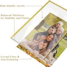 3/6pcs Gold Photo Frame, Acrylic Sign Holder Double-Sided Gold Photo Frame T-Shape 4x6"/5x7"/6x8", Used For Menu Holder Wedding Table Number Holder Home Photo Frame Event Display Photo Frame - T-gold - View 4