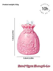 Christmas Embossed Gift Bag With Aromatherapy Candles Featuring Christmas Tree, Elf, Gift, Sleigh, Reindeer, And Snowflake Embossments. Available In 3 Colors: Pink, Green, And Burgundy - Christmas gift bag - View 8