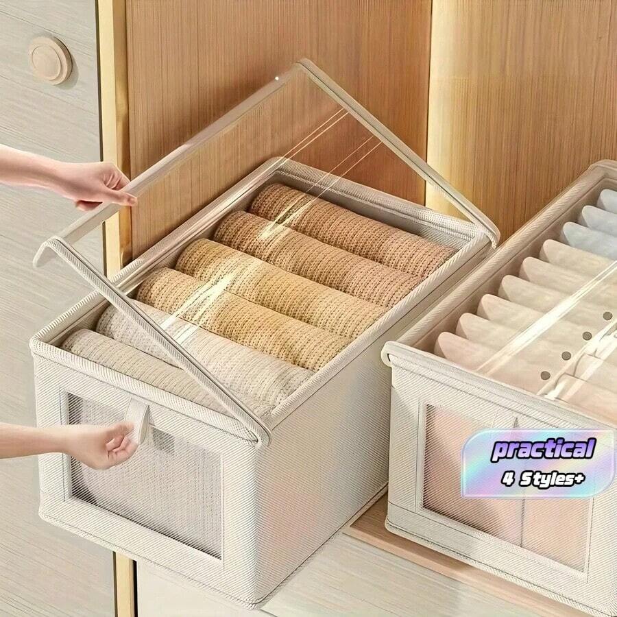 Foldable Portable Storage Box, Dust-Proof Clothes And Quilt Organizer, Spring-Loaded Household Storage Container - Convenient And Space-Saving, Perfect For Bed Sheets, Spring Clothing And Quilt Storage, Outdoor Patio Storage, Back To School Season - Multicolor - View 1