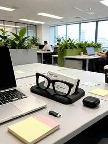 1PC Metal Modern Minimalist Creative Eyeglasses Shape Sturdy Non Slip Scratch Resistant Black Business Card Holder Stand For Office Front Desk Reception Conference Room Professional Office Supplies Desk Organizer - multicolor - View 2