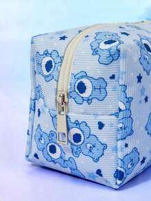 Care Bears Cartoon Blue Care Bear Print Makeup Bag, Sweet Star Heart Pattern Zipper Cosmetic Organizer Pouch For Travel Daily Use ﻿ - Blue - View 6