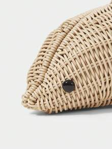 SHECARRY Women's Fashion Personality Fun Khaki Dolphin Shape, Summer Vacation, Seaside, Beach Hand-Woven Slash Shoulder Bag - skin tone - View 6