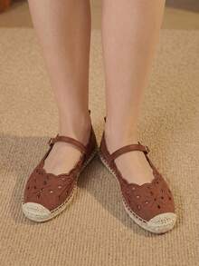 Styleloop 女款平底麻繩鞋 草編波西米亞風 度假海邊日常休閒優雅氣質學生風百搭鞋 - 咖啡 - 查看 4