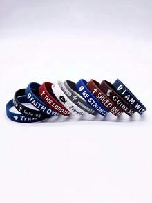 Set 20 Gelang Silikon dengan Desain Ayat Alkitab, Kombinasi Berbagai Warna, Gelang Olahraga Inspiratif untuk Meredakan Stres (Warna Acak) - MultiWarna - View 3