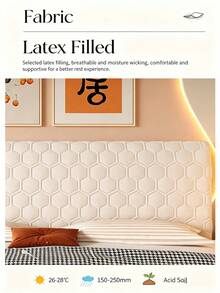 Hexagonal Quilted Sandwich Headboard Cover, Solid Color Thick Dustproof Stretch Upholstered Headboard Protector With Fixing Stickers, Detachable Washable Soft Skin-Friendly Bed Head Cover For Single & Double Beds - Off-white - View 9
