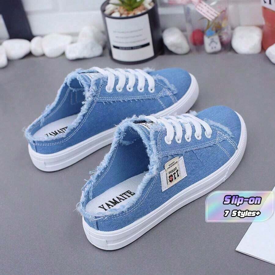 Women'S Casual Canvas Slip-On Flat Sneakers Loafer Shoes - Blue - View 1