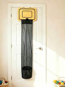 1PC Wooden Basketball Hoop-Shaped Laundry Hamper, Punch-Free Hanging Basket For Clothes Shooting Behind The Door Of Kids' Bedrooms For Home Use - Multicolor - View 11