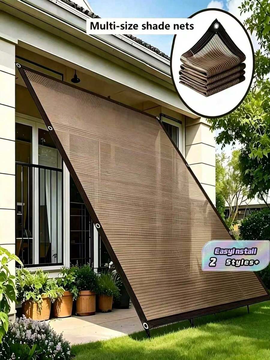 Fence Privacy Screen, Heavy Duty Outdoor Backyard Shade Windscreen Mesh Fabric, Privacy Fence Screen With Grommets, Outdoor Windscreen Fence Covering Privacy Screen Uv Blockage For Backyard - Brown - View 1