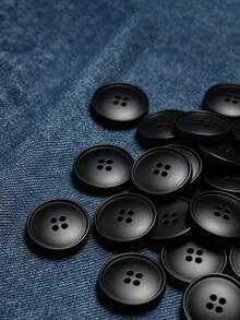 Vintage Imitation Wooden Concave Four-Hole Buttons Multicolor Resin Sewing Fasteners Bulk Supply For Overcoat, Windbreaker, Suit, Handmade Garment Sewing Supplies - black - View 7