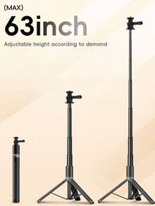 63-Inch Extendable Selfie Stick Tripod, 160cm Aluminum Alloy Portable Phone Holder With 1/4" Screw, 360° Rotation Stable Tripod Compatible With Iphone Camera, Ideal For Travel Video Live Streaming Recording - one-size - View 8