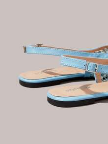 Styleloop Señoras, Uñas de Sauce, Hebillas, Zapatos Planos. - Azul claro - Ver 7
