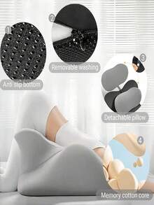 1 Ergonomic Wedge-Shaped Prone Pillow, With Multi Position Memory Foam Support Pad For Relieving Pressure On The Spine, Neck, And Back, Equipped With A Detachable And Washable Outer Cover And Anti Slip Bottom - 1PC - View 2