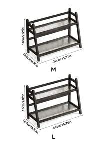 2-Tier Countertop Storage Organizer Rack, Black Metal Frame With Textured Glass Shelves, Multi-Purpose Desktop Display Stand For Kitchen Spice, Bathroom Toiletries, Makeup, Plants - Multicolor - View 5