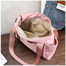 Unisex Casual Shoulder Bag, Large Capacity Handbag, Student Backpack, Solid Color Shoulder Bag, Gym Bag, Travel Bag, Suitable For School And Work - Pink - View 7