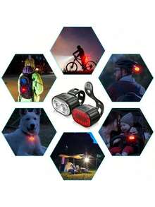 2‑Pack Mountain Bike Front And Rear Lights, USB Rechargeable High‑Brightness LED Bicycle Lights, Handlebar Mount Lamp For Night Riding - Multicolor - View 4