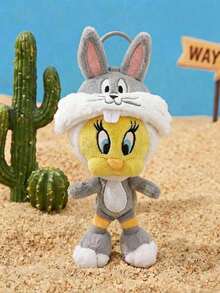 LOONEY TUNES X Joivida 1個 Tweety Bird 聯名 3D 毛絨吊飾鑰匙圈，可愛站立造型，經典設計，可掛在包包、鑰匙、書包上，適合所有年齡層，生日或週年紀念的趣味禮物 - 彩色 - 查看 4