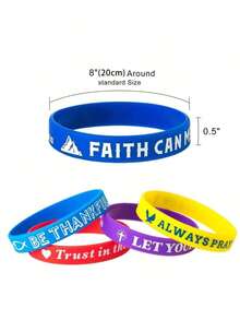 Set 20 Gelang Silikon dengan Desain Ayat Alkitab, Kombinasi Berbagai Warna, Gelang Olahraga Inspiratif untuk Meredakan Stres (Warna Acak) - MultiWarna - View 10