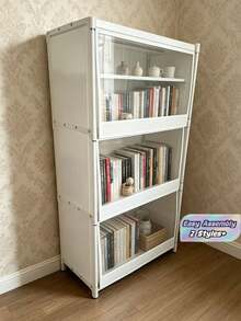 4 Layer 1pc Dustproof Storage Cabinet With Lid, Wardrobe, Bookcase, Storage Rack, Improves Space, Stable And Stylish, Easy To Assemble And Disassemble, Portable, Suitable For Living Room, Bedroom, Entrance, Office - Multicolor - View 1