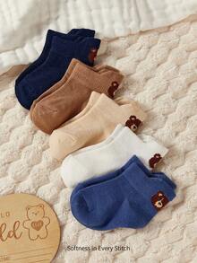 Cozy Pixies 5PCS Baby Socks  Cartoon Solid Color Infant Calf Socks Loose Mouth Non Leg Leg Tightening Children Spring And Autumn Mid Tube Socks - Multicolor - View 3