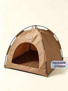 1pc Cat Tent Bed With Built-In Cooling Rattan Mat, Breathable Anti-Scratch Pet Cave House, All-Season Small/Medium Pet Kennel, Indoor/Outdoor Portable - Multicolor - View 1