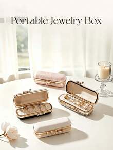 1PC Portable Mini Travel Jewelry Box Compact Earring Storage Case Small Velvet Organizer Pouch For Necklace Ring Bracelet Home Office Travel Carry On Gift - Multicolor - View 11