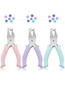 Macaron Colored Manual Puncher, Suitable For Metal Binding Of Paper And Cards, With A Punching Diameter Of 6mm, Suitable For Office Stationery, No Battery Required - Multicolor - View 2