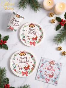 Muroi Mono 25/100 Pieces Of Disposable Party Supplies, Including Disposable Paper Plates, Napkins, Cups, Suitable For Dessert Service, Party Decorations, Various Events, And Gatherings, Including Christmas. - Style 4 - View 2