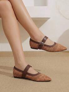 Styleloop سيدات، أظافر الصفصاف، مشابك، أحذية مسطحة. - بني - مشاهدة 4