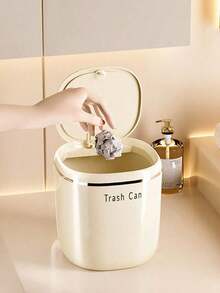 1 buah Tempat Sampah Tertutup, Tempat Sampah Mini untuk Meja, Keranjang Sampah Meja Samping Tempat Tidur, Kamar Tidur, Kantor, Tempat Sampah Kecil, Tutup Sekali Sentuh, Kotak Penyimpanan Kertas Gaya Nordik Minimalis untuk Pelajar, Ember Penyimpanan Tutup Flip, Tempat Sampah Meja, Meja Teh, Tempat Sampah Pembersih - A - View 9